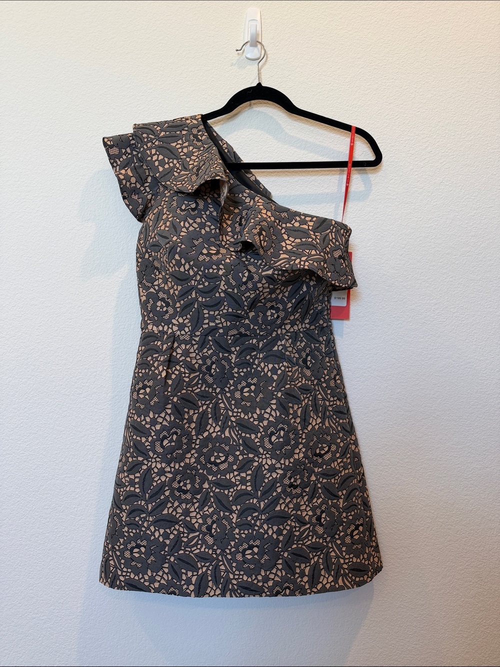 ML Monique Lhuillier One Shoulder Floral Cocktail Dress